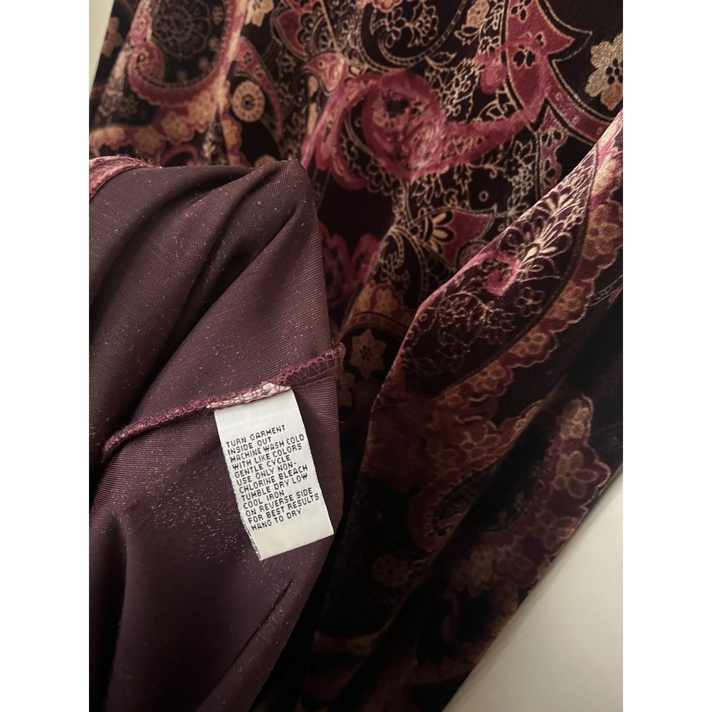 Vtg Studio Ease Velvet Paisley Boho Maxi Dress Stretch Red Women's 16 Whimsigoth - Picture 8 of 8